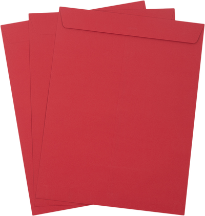 Red 32lb 10 x 13 Open End Envelopes with Peel & Seal