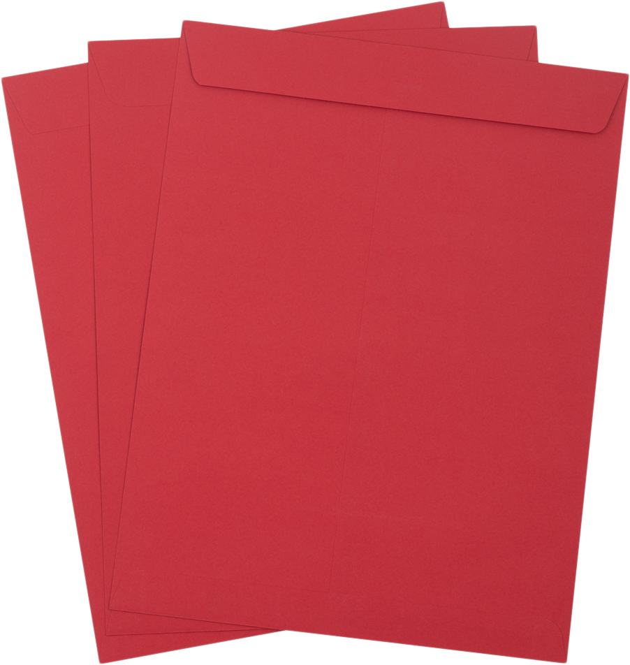 Red 32lb 10 x 13 Open End Envelopes with Peel & Seal
