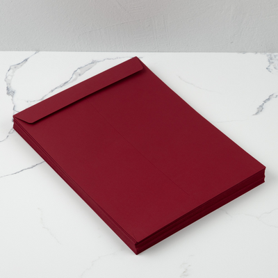 Garnet Dark Red 32lb 10 x 13 Open End Envelopes with Peel & Seal