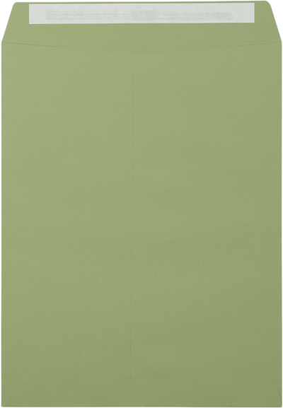 Olive Green 28lb 10 x 13 Open End Envelopes with Peel & Seal