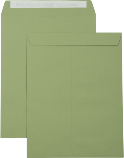 Olive Green 28lb 10 x 13 Open End Envelopes with Peel & Seal