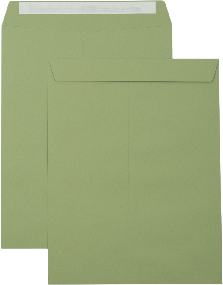 Olive Green 28lb 10 x 13 Open End Envelopes with Peel & Seal