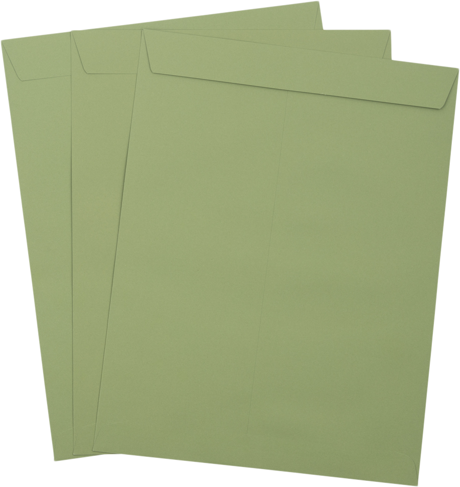 Olive Green 28lb 10 x 13 Open End Envelopes with Peel & Seal