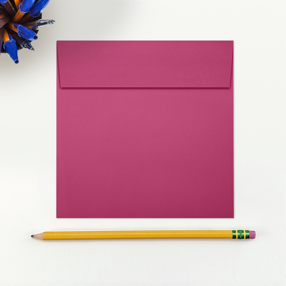 Fuchsia Pink Magenta 32lb 5 1/2 x 5 1/2 Square Envelopes with Peel & Seal