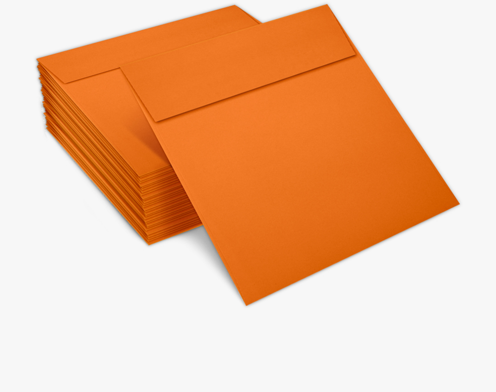 Mandarin Orange 32lb 5 1/2 x 5 1/2 Square Envelopes with Peel & Seal