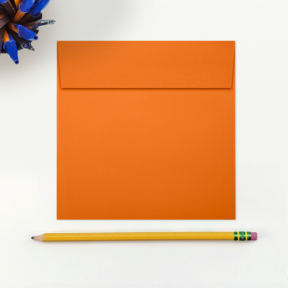 Mandarin Orange 32lb 5 1/2 x 5 1/2 Square Envelopes with Peel & Seal
