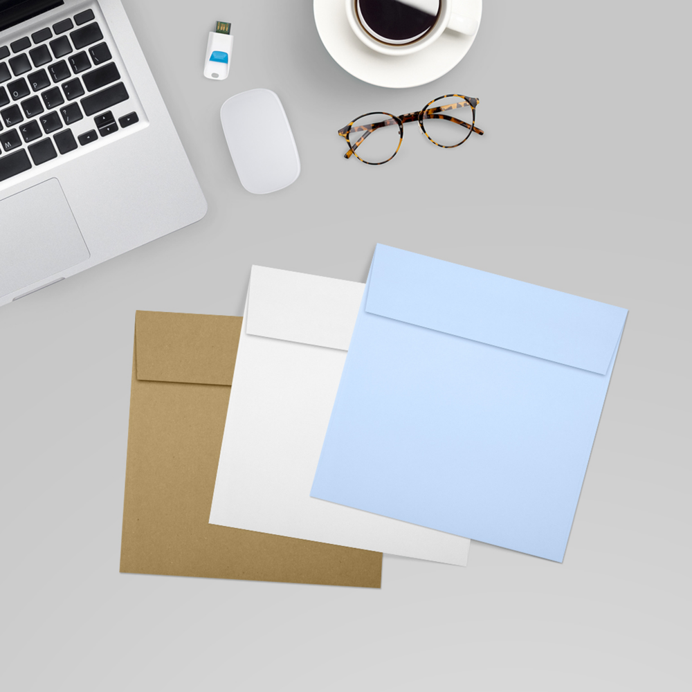 Baby Blue 32lb 5 1/2 x 5 1/2 Square Envelopes with Peel & Seal