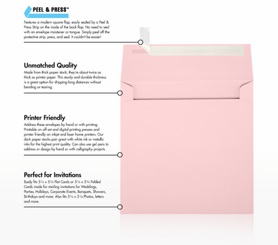 Baby Candy Pink 32lb 5 1/2 x 5 1/2 Square Envelopes with Peel & Seal