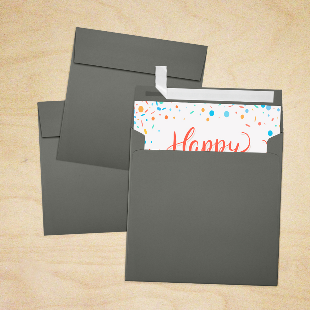 Dark Smoke Gray 32lb 5 1/2 x 5 1/2 Square Envelopes with Peel & Seal