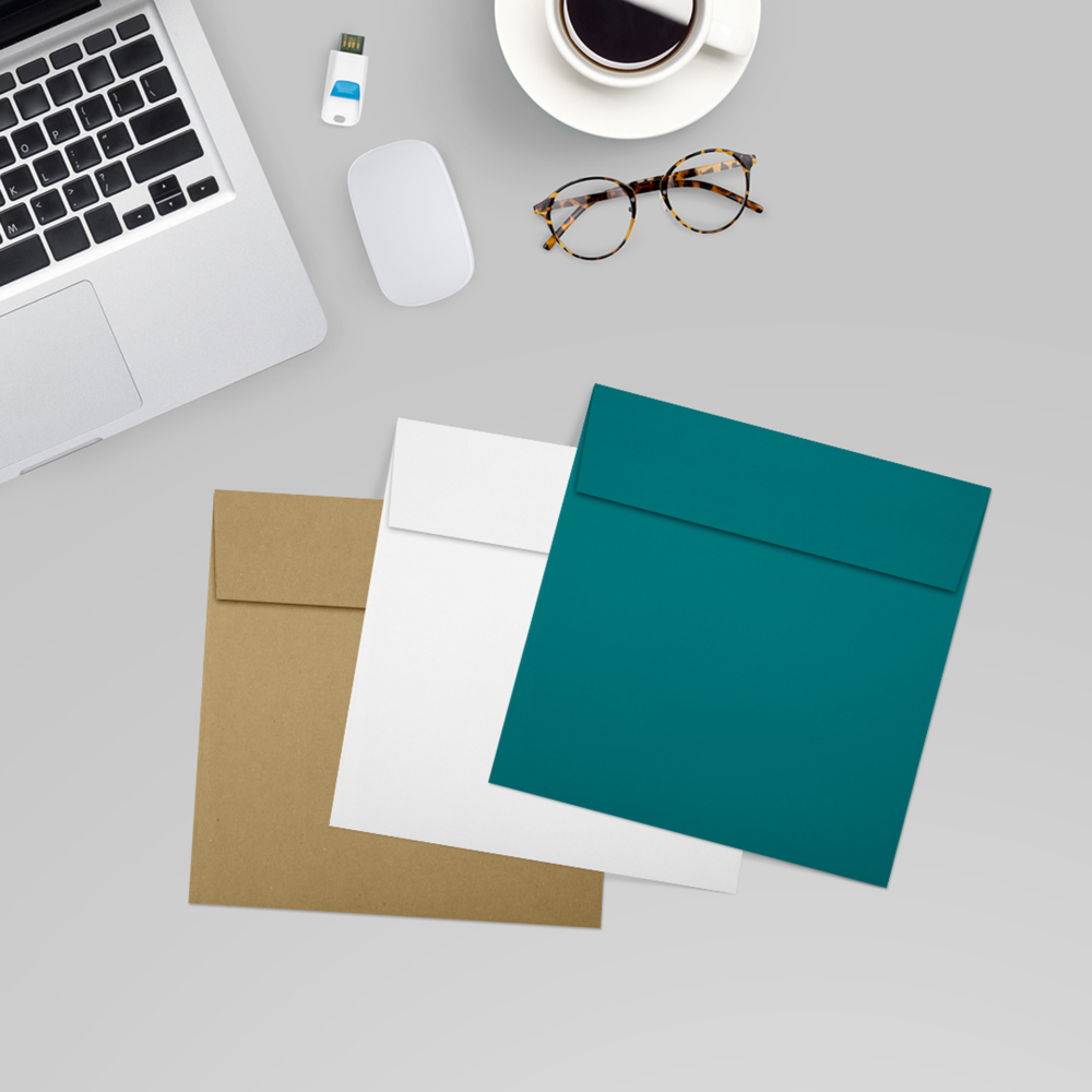 Teal Blue 32lb 5 1/2 x 5 1/2 Square Envelopes with Peel & Seal