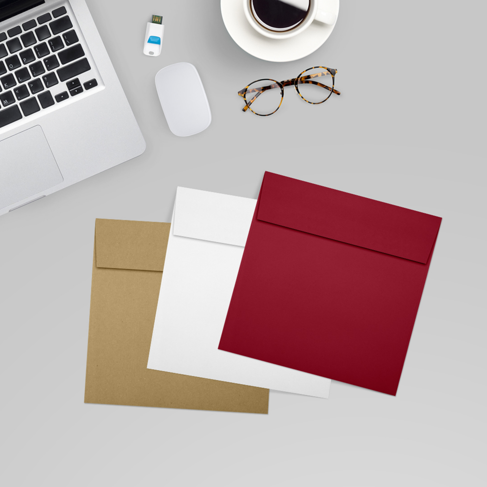 Garnet Dark Red 32lb 5 1/2 x 5 1/2 Square Envelopes with Peel & Seal