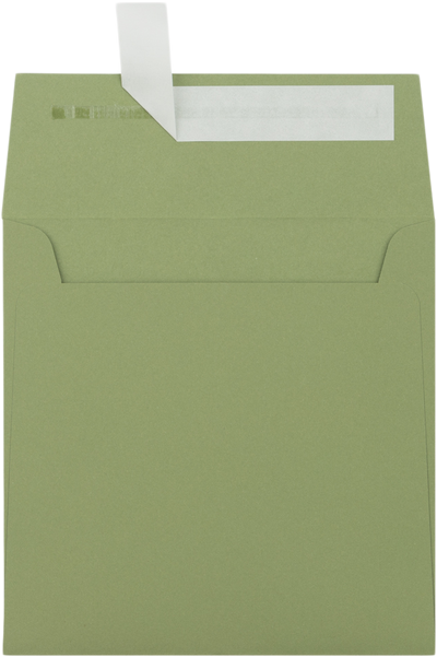 Olive Green 28lb 5 1/2 x 5 1/2 Square Envelopes with Peel & Seal