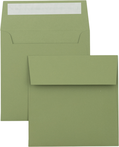 Olive Green 28lb 5 1/2 x 5 1/2 Square Envelopes with Peel & Seal