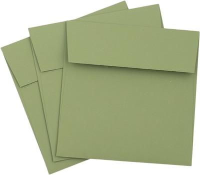 Olive Green 28lb 5 1/2 x 5 1/2 Square Envelopes with Peel & Seal