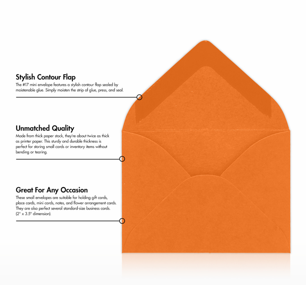 Mandarin Orange 32lb #17 Mini Envelopes (2 11/16 x 3 11/16)