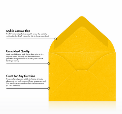 Sunflower Yellow 32lb #17 Mini Envelopes (2 11/16 x 3 11/16)