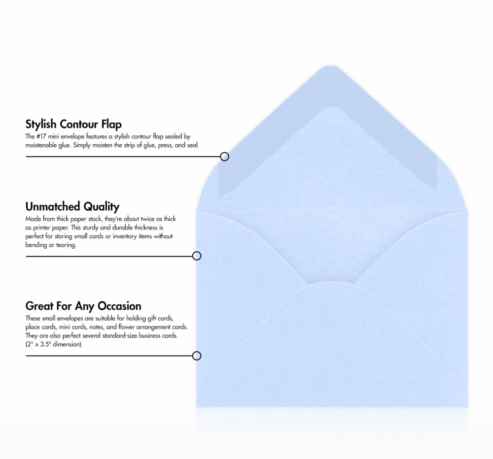 Baby Blue 32lb #17 Mini Envelopes (2 11/16 x 3 11/16)