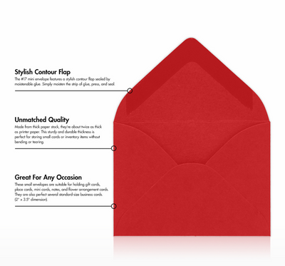 Red 32lb #17 Mini Envelopes (2 11/16 x 3 11/16)
