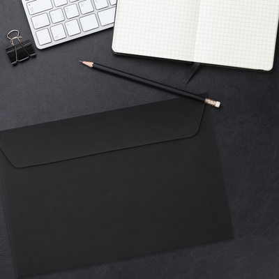 Smooth Midnight Black 32lb 6 x 9 Booklet Envelopes