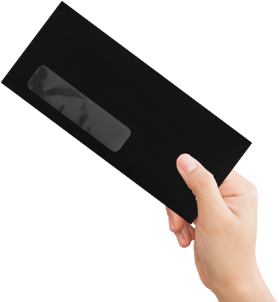 Smooth Midnight Black 32lb #10 Window Envelopes (4 1/8 x 9 1/2)