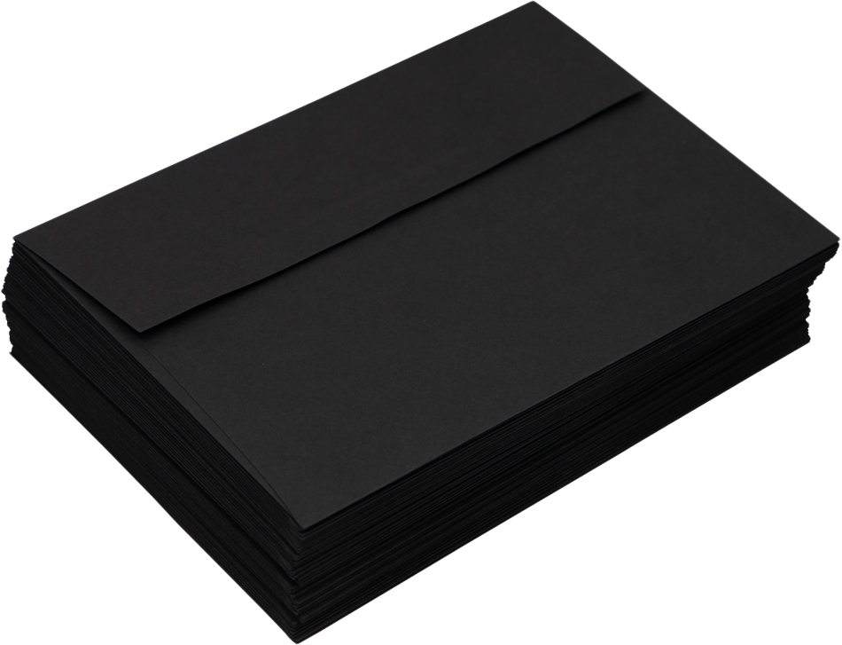 Smooth Midnight Black 32lb A7 Invitation Envelopes (5 1/4 x 7 1/4) with Peel & Seal