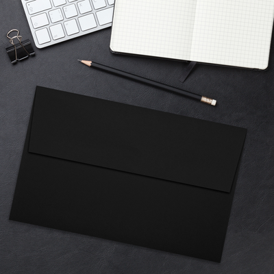 Smooth Midnight Black 32lb A10 Invitation Envelopes (6 x 9 1/2) with Peel & Seal
