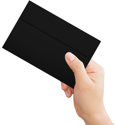 Smooth Midnight Black 32lb A9 Invitation Envelopes (5 3/4 x 8 3/4) with Peel & Seal