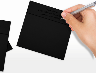 Smooth Midnight Black 32lb 5 x 5 Square Envelopes with Peel & Seal