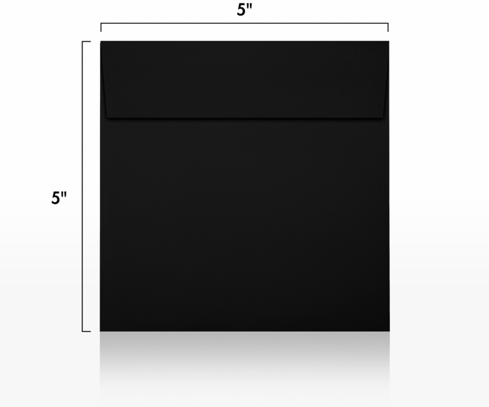 Smooth Midnight Black 32lb 5 x 5 Square Envelopes with Peel & Seal