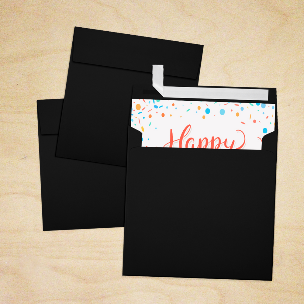 Smooth Midnight Black 32lb 5 1/2 x 5 1/2 Square Envelopes with Peel & Seal