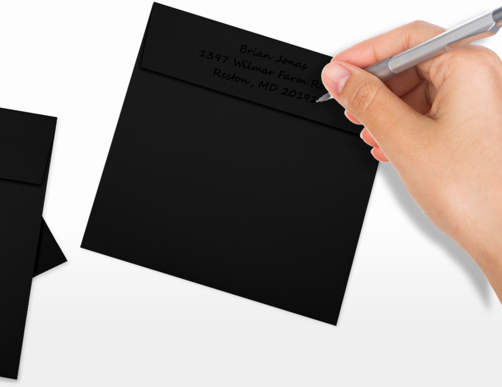 Smooth Midnight Black 32lb 5 1/2 x 5 1/2 Square Envelopes with Peel & Seal