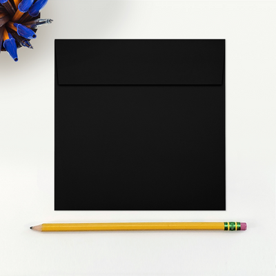 Smooth Midnight Black 32lb 5 1/2 x 5 1/2 Square Envelopes with Peel & Seal