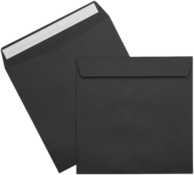 Smooth Midnight Black 32lb 8 x 8 Square Envelopes with Peel & Seal