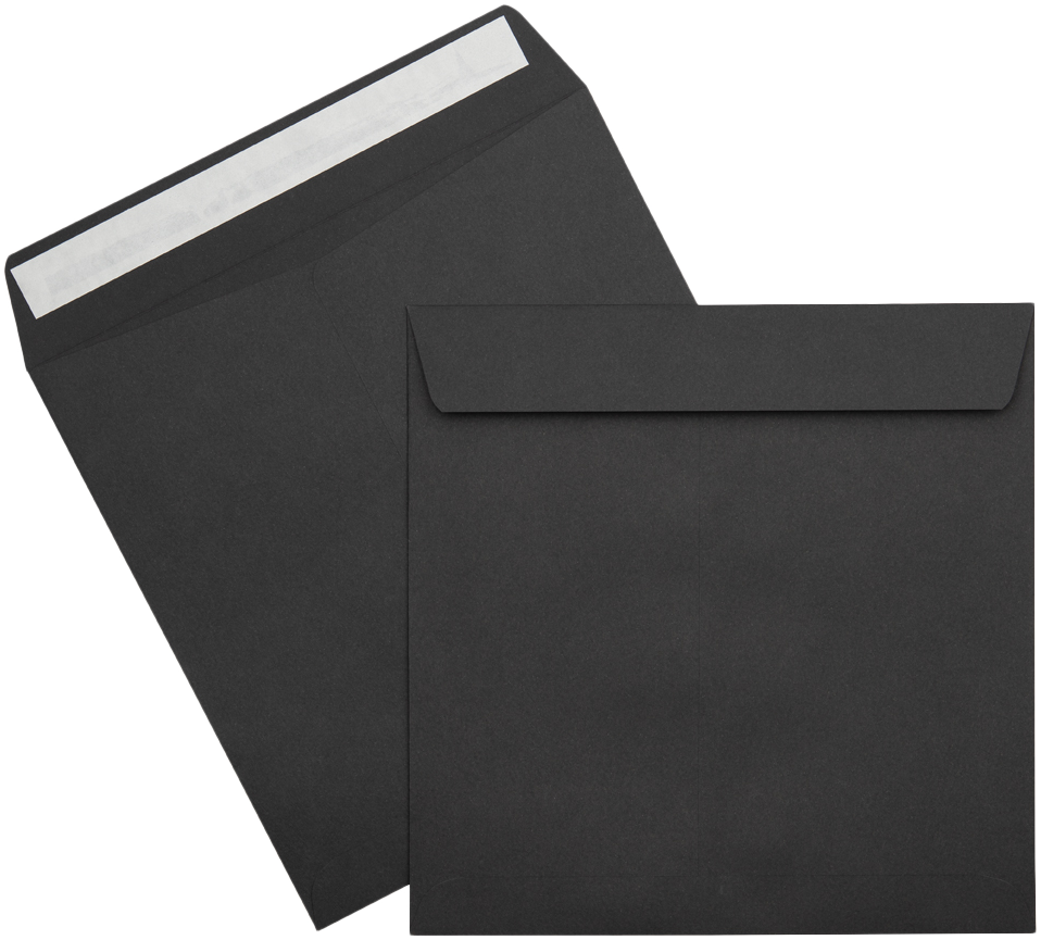 Smooth Midnight Black 32lb 8 x 8 Square Envelopes with Peel & Seal