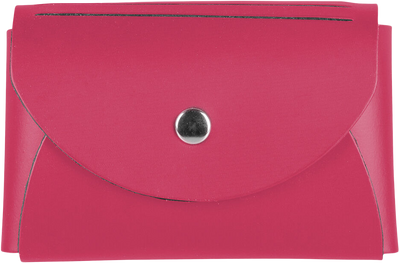 Fuchsia Leather Business Card Case with Round Flap - 20 Card Capacity