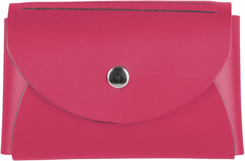 Fuchsia Leather Business Card Case with Round Flap - 20 Card Capacity
