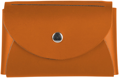 Orange Leather Business Card Case with Round Flap - 20 Card Capacity