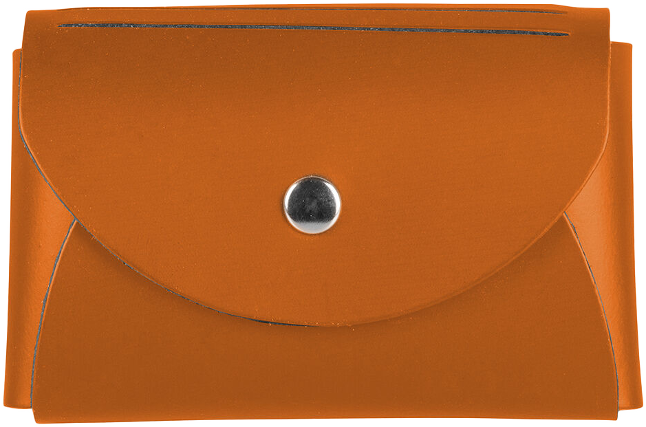 Orange Leather Business Card Case with Round Flap - 20 Card Capacity