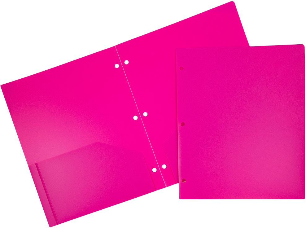 Fuchsia 9 x 12 Plastic 3 Hole Punched Duty Folders