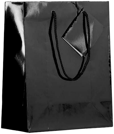 Black Glossy Medium Gift Bags (8 x 10 x 4)
