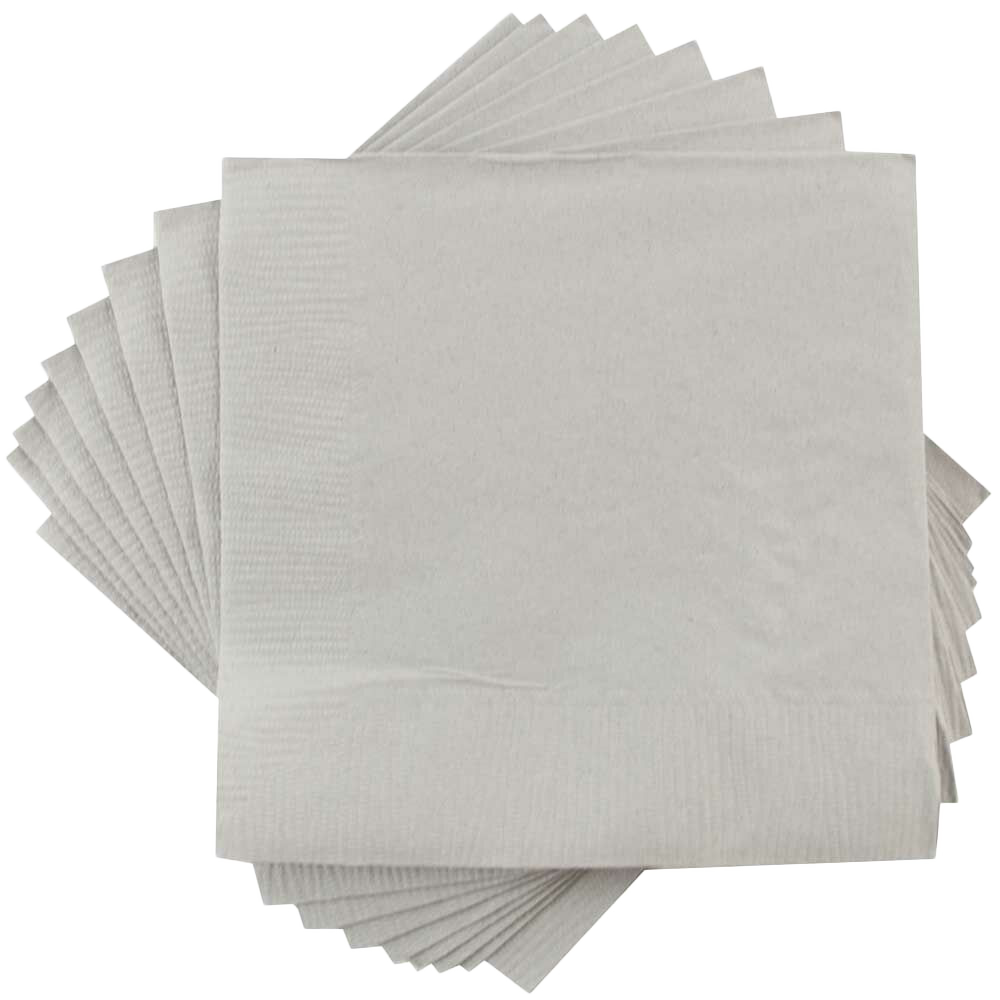 Silver 5 x 5 3-Ply Beverage Napkins