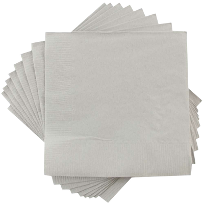 Silver 5 x 5 3-Ply Beverage Napkins