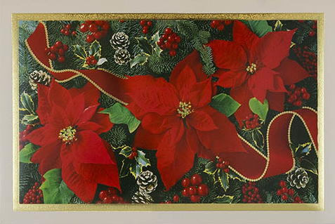 Red Flowers A8 size Christmas Cards - 10 Pack