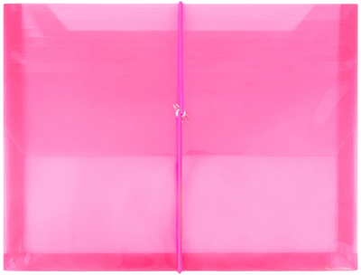 Fuchsia Pink Letter (9 3/4 x 13) Booklet with 2 5/8" Expansion Plastic Envelopes with Elastic Plastic