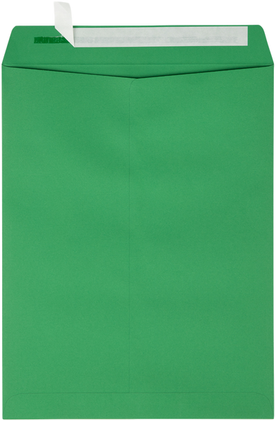 Holiday Green 32lb 9 x 12 Open End Envelopes with Peel & Seal
