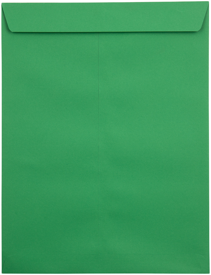 Holiday Green 32lb 9 x 12 Open End Envelopes with Peel & Seal