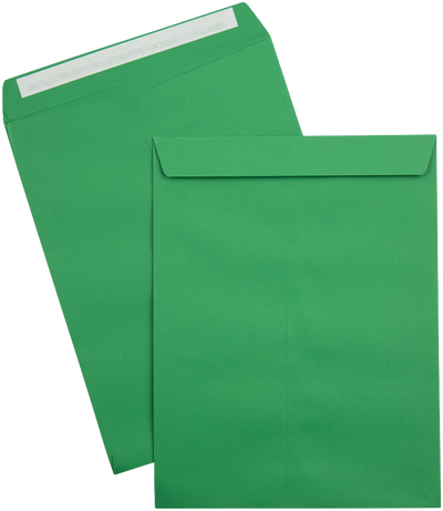 Holiday Green 32lb 9 x 12 Open End Envelopes with Peel & Seal