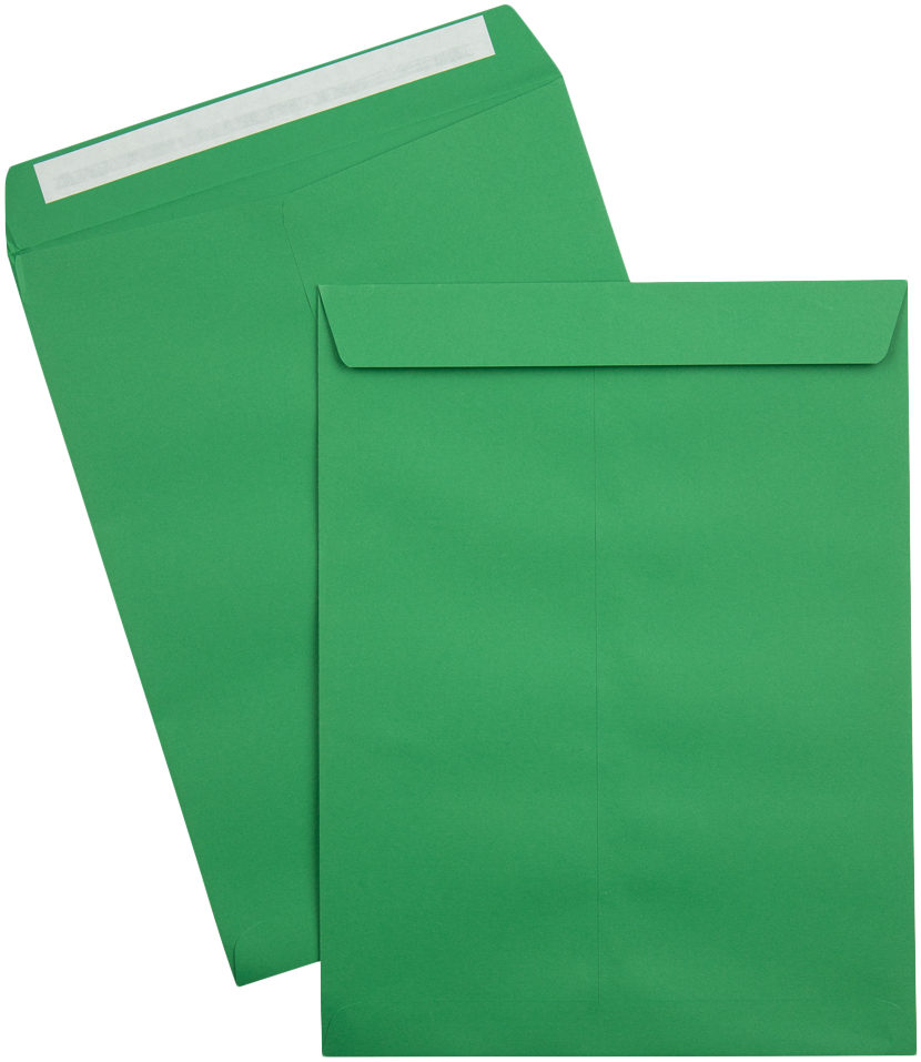 Holiday Green 32lb 9 x 12 Open End Envelopes with Peel & Seal