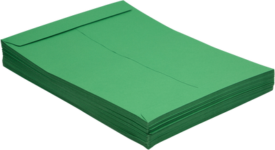 Holiday Green 32lb 9 x 12 Open End Envelopes with Peel & Seal