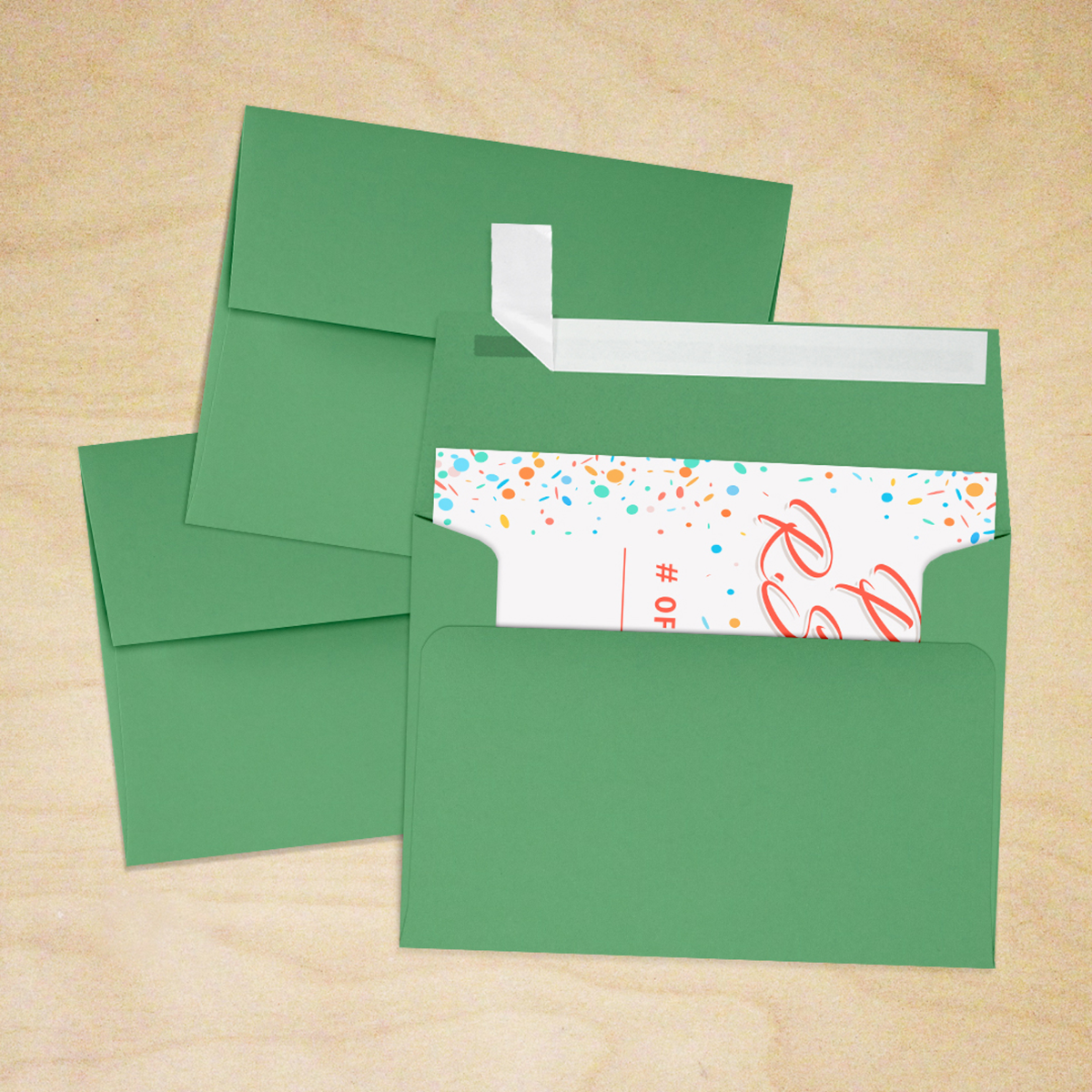 Holiday Green 32lb A2 Invitation Envelopes (4 3/8 x 5 3/4) with Peel & Seal